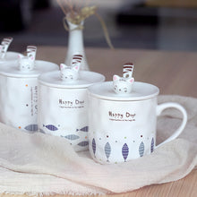Load image into Gallery viewer, Happy Cat Mug With Lid &amp; Spoon Set
