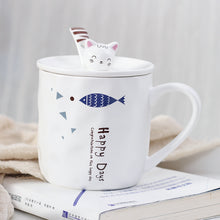 Load image into Gallery viewer, Happy Cat Mug With Lid &amp; Spoon Set
