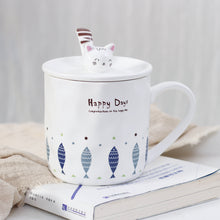 Load image into Gallery viewer, Happy Cat Mug With Lid &amp; Spoon Set
