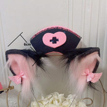 Load image into Gallery viewer, Nekomimi in Nurse Hat Set [Ears, Tail, Hat, Choker]
