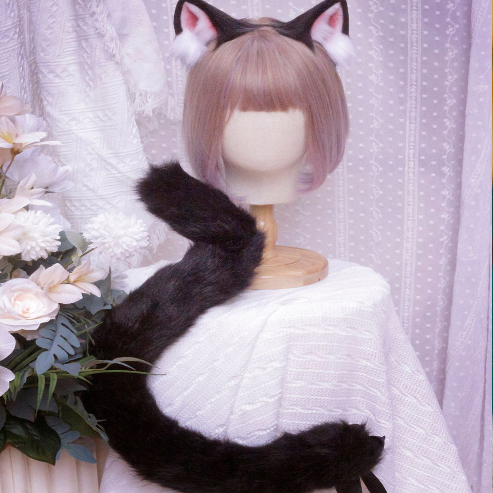 Authentic Black Cat Ears and Tail Set