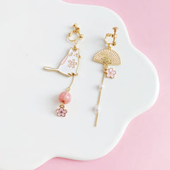 FREE - Pink Sakura Cat Earrings (Clip-on available)