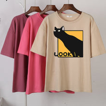 Load image into Gallery viewer, Sneaky Black Cat Tee [Plus Size Available]
